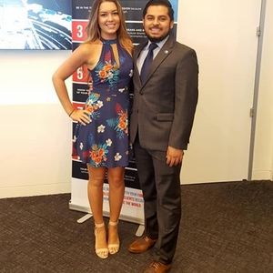 EXPRESS floral tropical fit and flare halter neckline dress